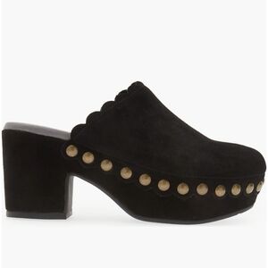 CHOCOLAT BLU women's gemini scalloped w-studs clog in black suede Sz 9